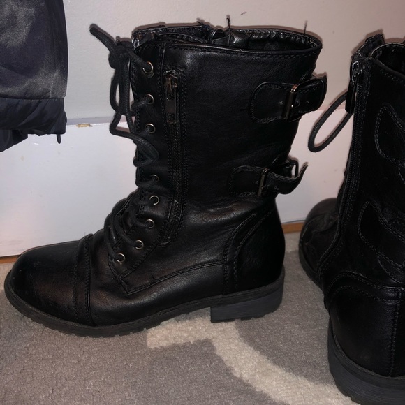 Forever Black Combat Boots - Picture 3 of 5